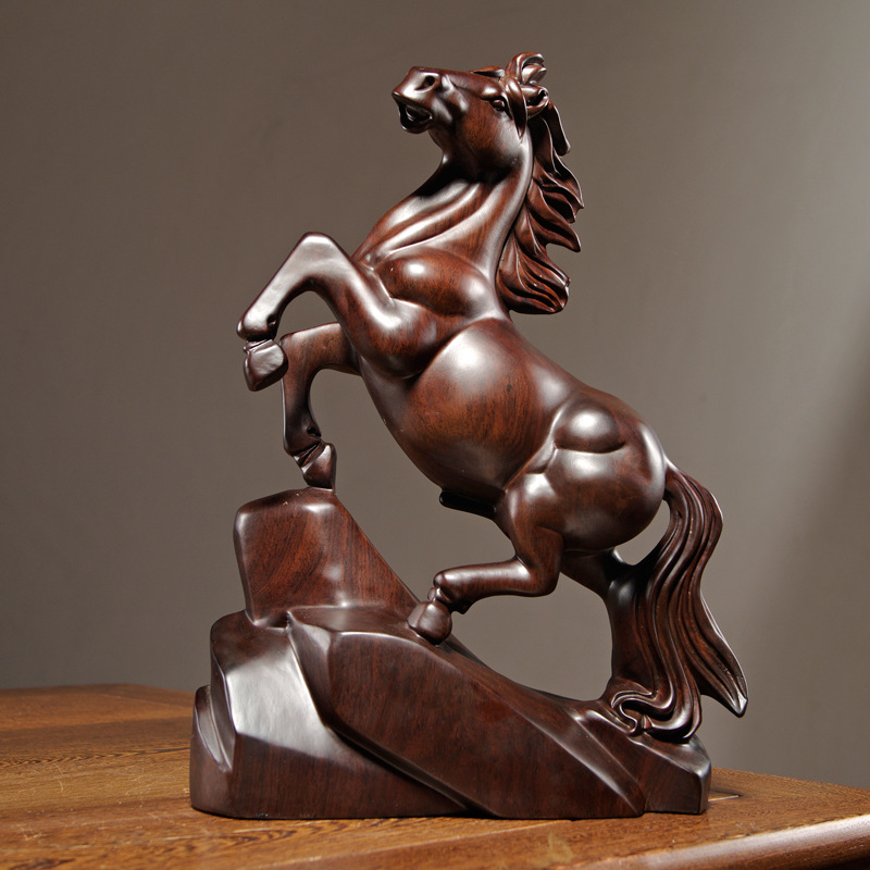 Élégante sculpture sur bois massif sculpture sur bois massif Sculpture Bois Cheval NAGORA