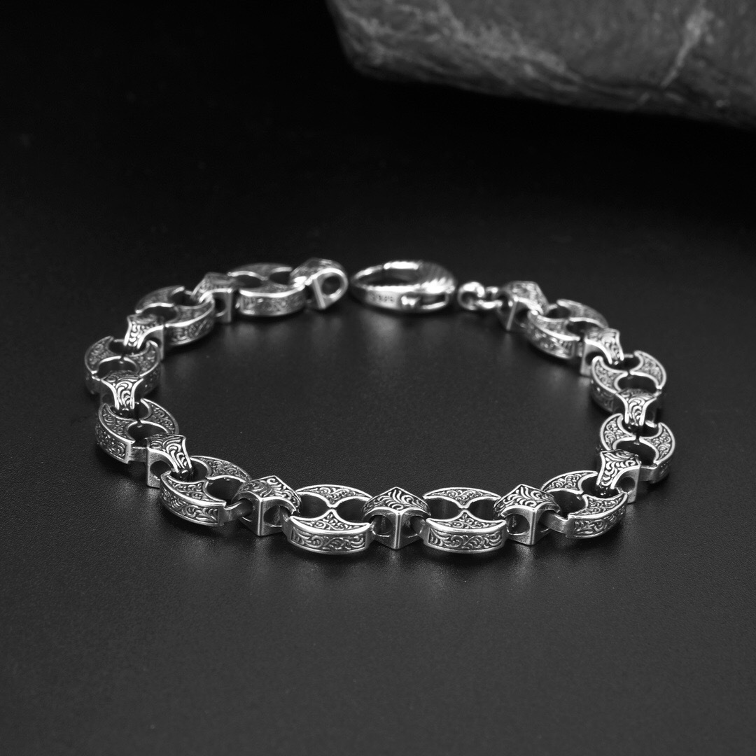 Sterling Silver Men's Personalized Hip Hop Eternal Vine Bracelet