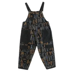 Plus Size Women's New Literary Retro Plus Size Denim Overalls - Black - View 1
