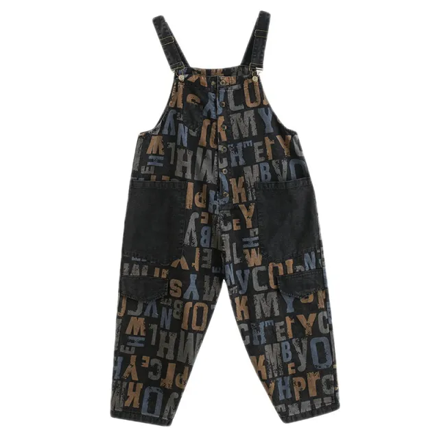 Plus Size Women's New Literary Retro Plus Size Denim Overalls Black - Shop at LoveMi