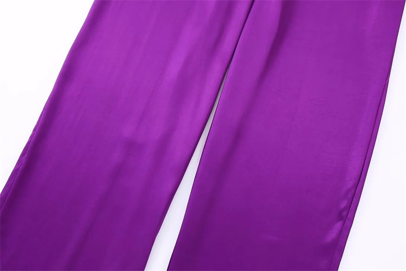 Silk Texture Suit Coat High Waist Casual Pants