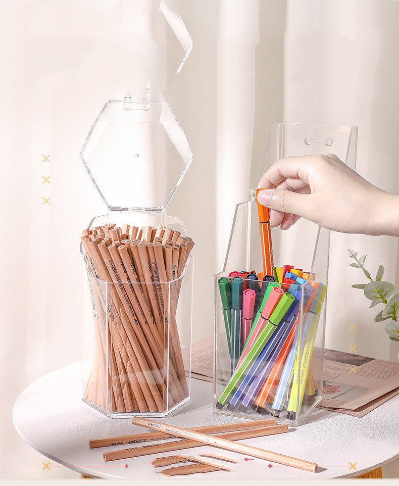 Desktop Dust-proof Pen Holder Student Stationery Storage Box Multifunctional
