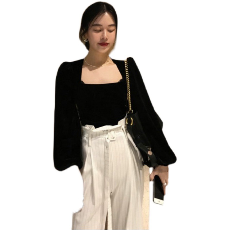 Velvet Shirt Women's  Style Long-sleeved Blouse