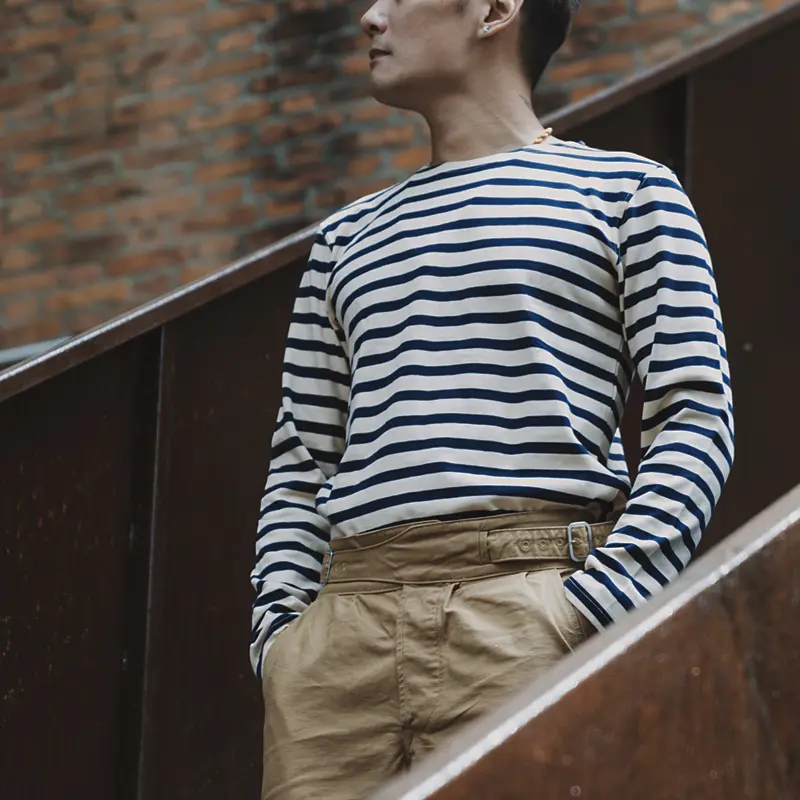 New European And American Stripes Print Men's T-shirt