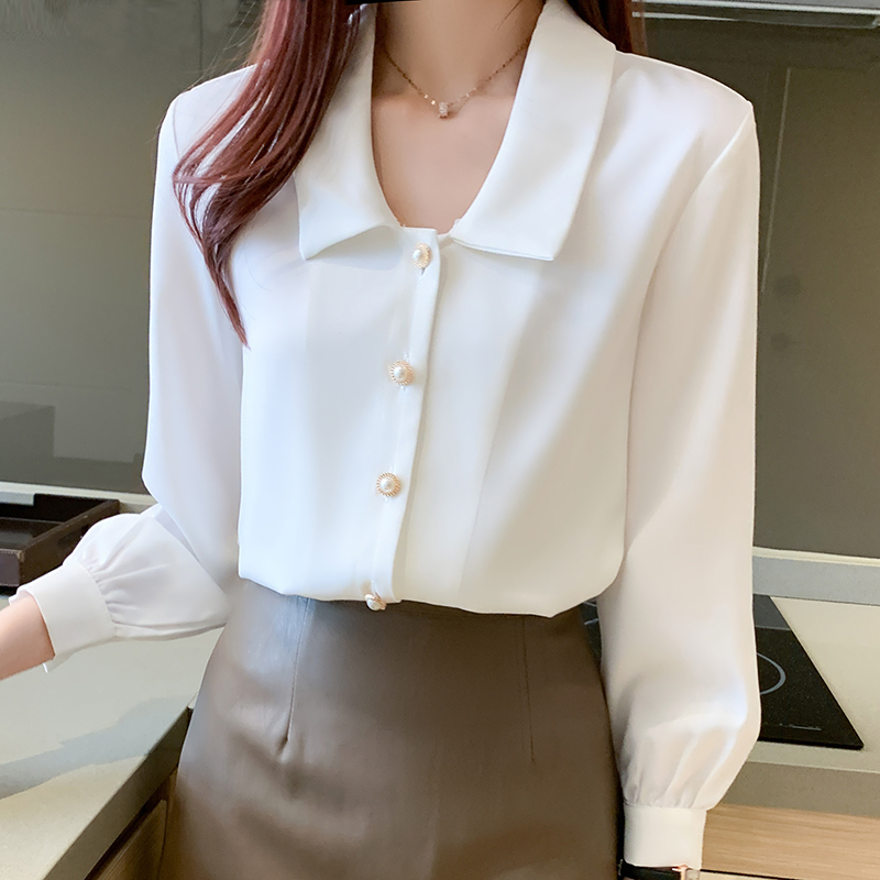 Korean Style Satin Long-sleeved Shirt Top Design Niche Temperament