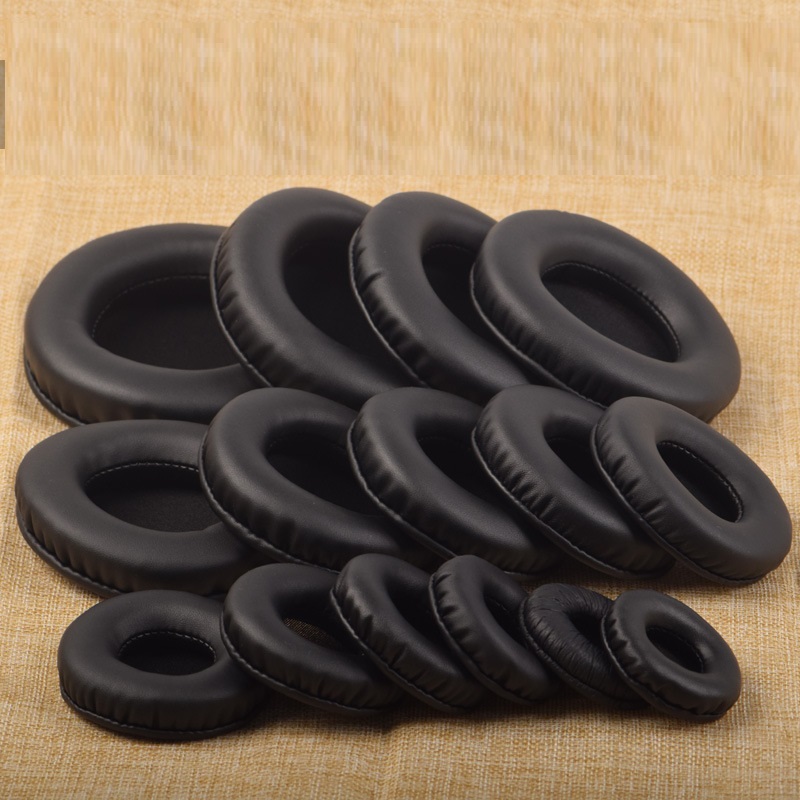 Round Earphone 45-110mm Sponge Sleeve Leather Earmuffs - Image 2