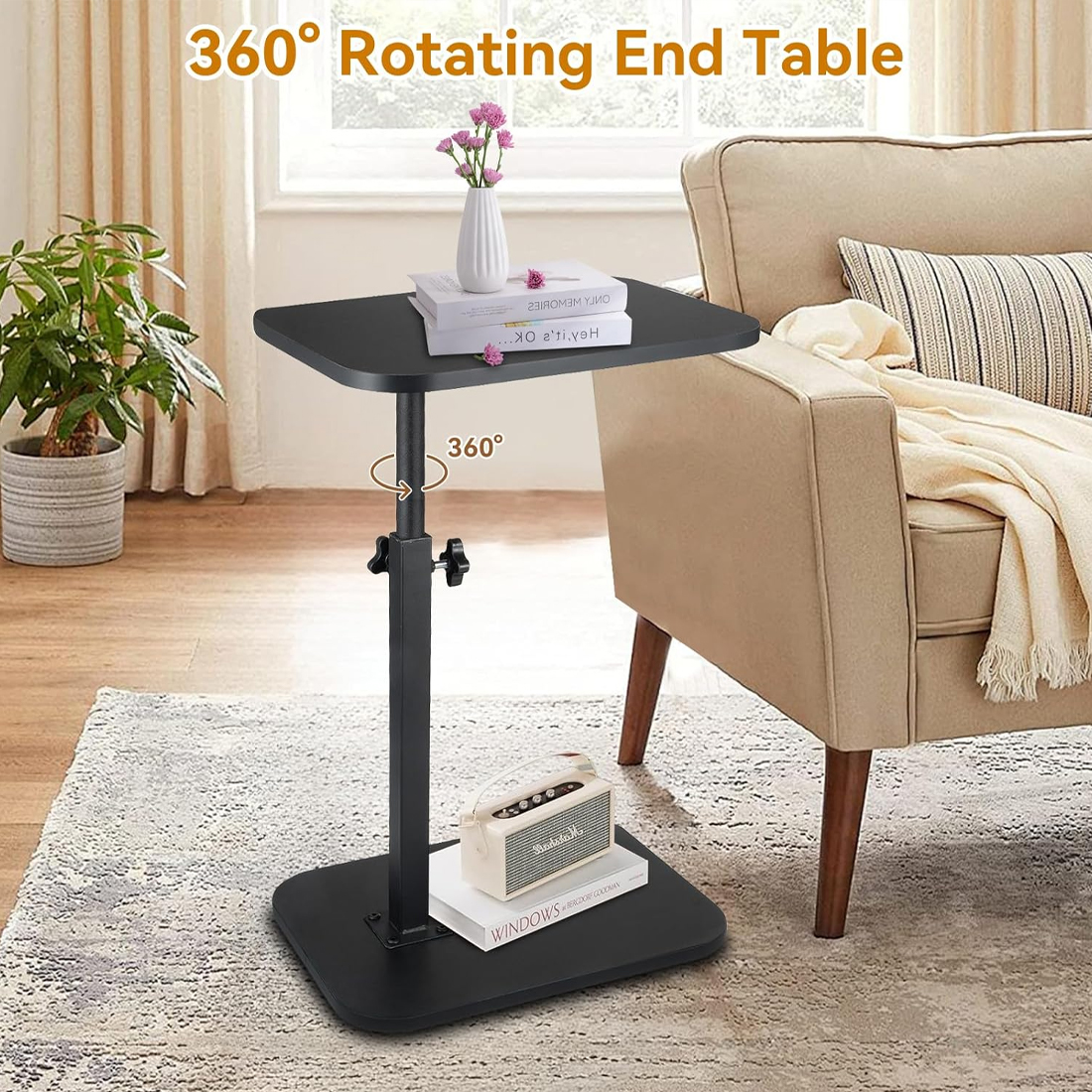 Adjustable C-Shaped Sofa Side End Table Coffee Laptop Living Room Bedroom — image 5