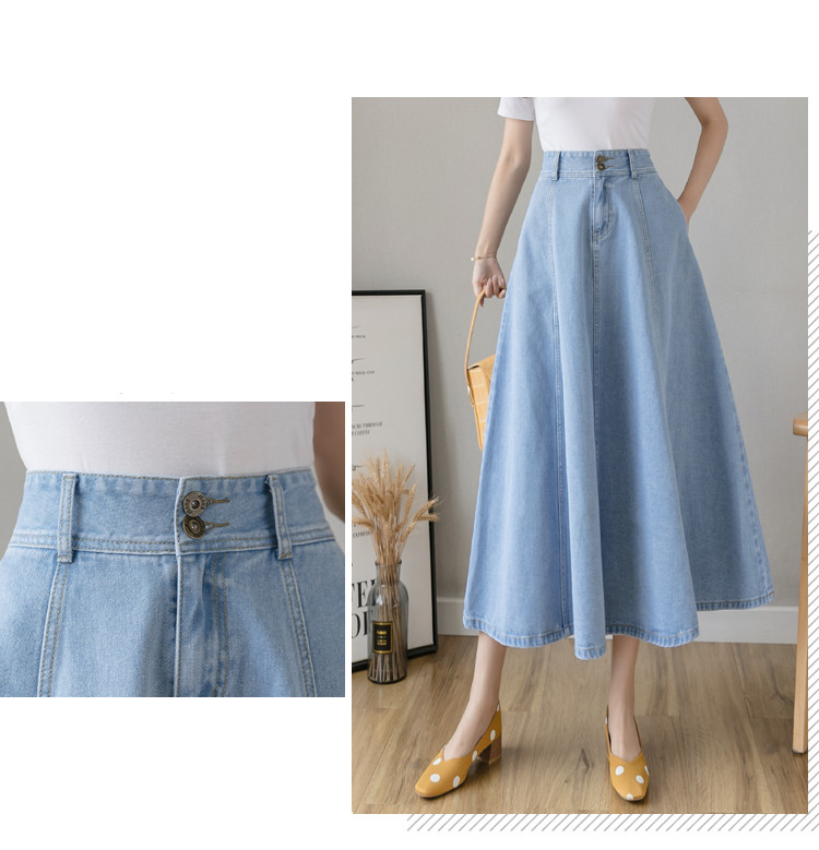 Title 8, Ladies Mid-Length Denim Umbrella Skirt A stylis...