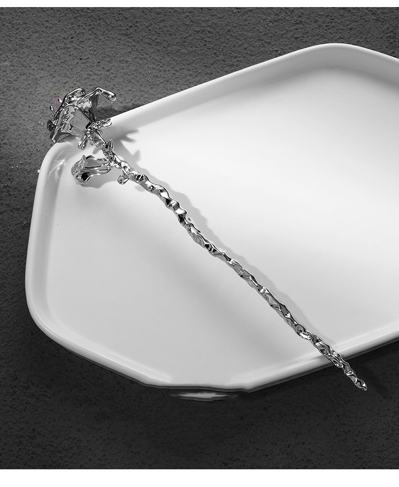 Resin Light Luxury High grade Metal Hairpin Silver - Shop at LoveMi