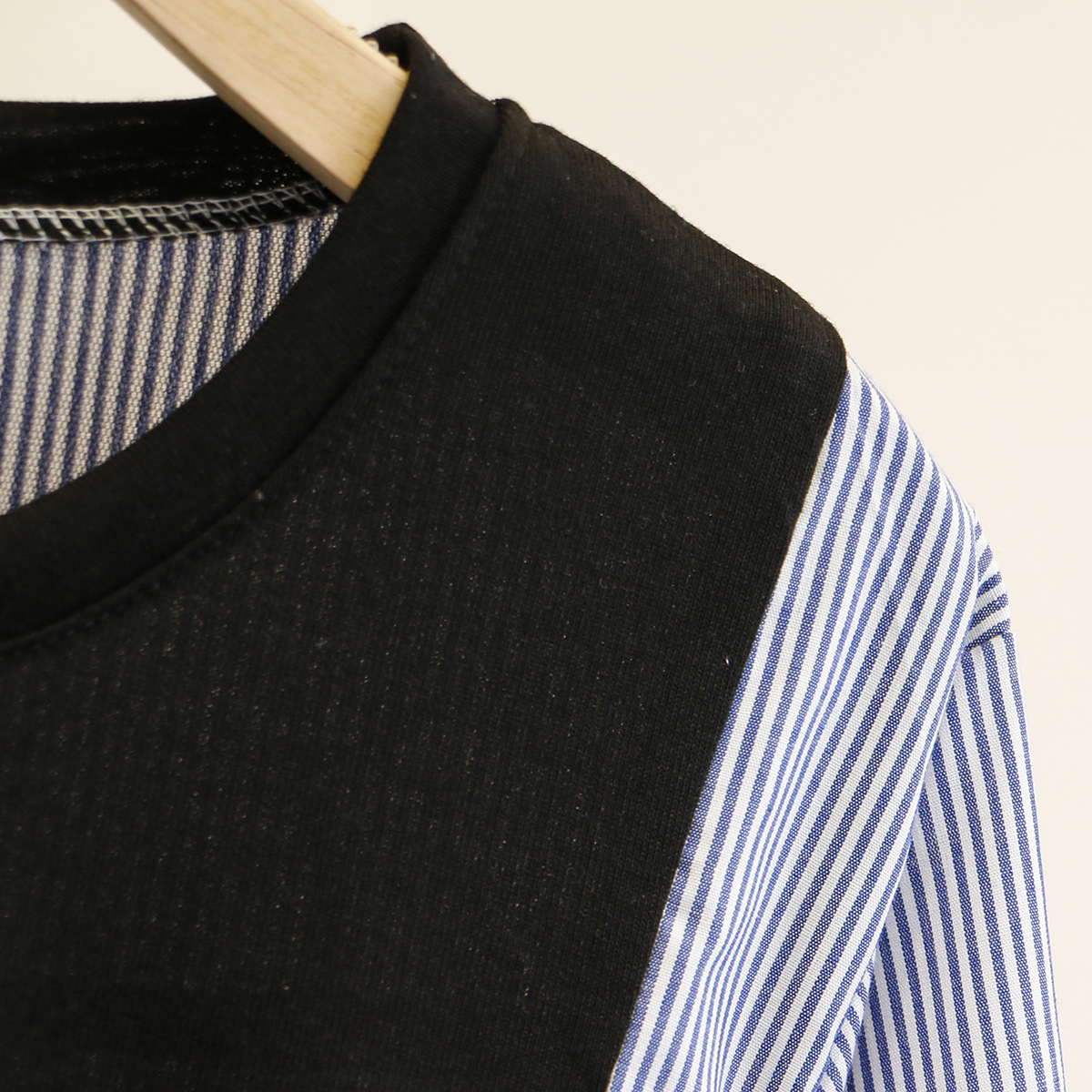 Korean Version Of Fat MM Loose Stitching Double Layer Three-quarter Sleeve Pullover Shirt