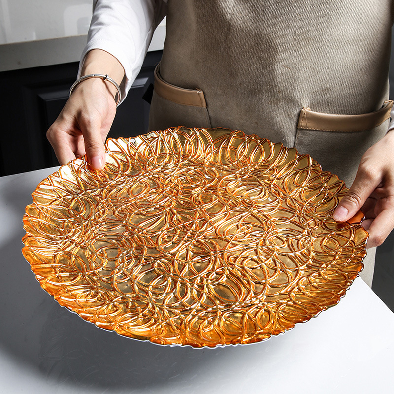 Home Living Room Crystal Glass Fruit Snack Tray