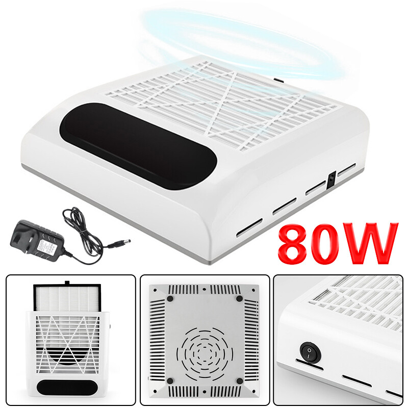 80W Nail Dust Collector Machine Nail Vacuum Dust Extractor Suction Fan UK Plug