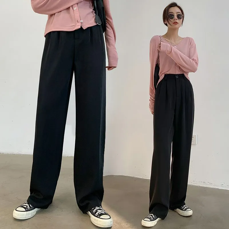 Drape Casual Wide Leg Brown Pants - Black