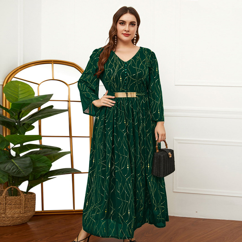 European And American Commuter Large Swing Print Women's Dress