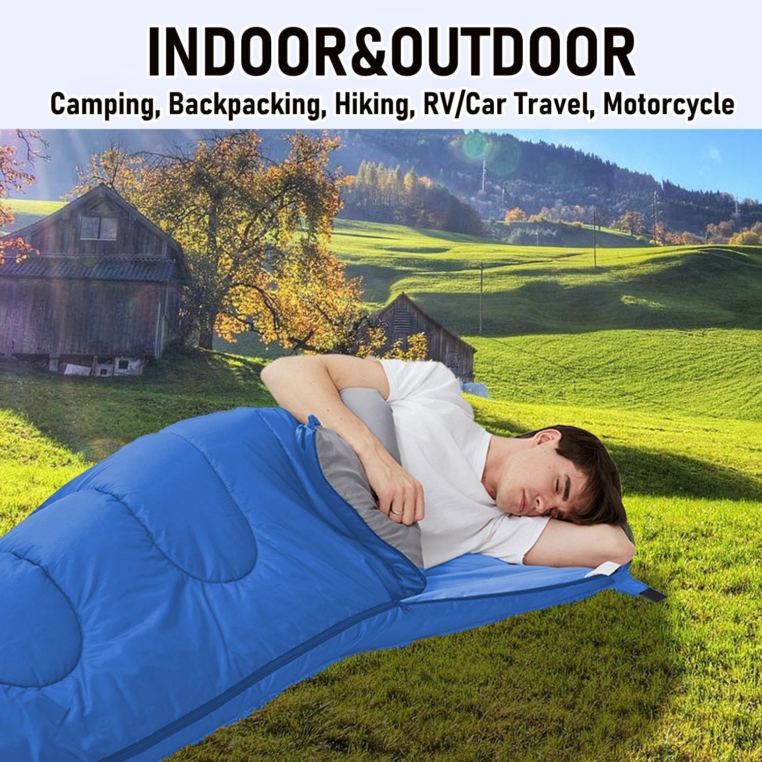 Single Sleeping Bag 0.95KG Blue — image 7
