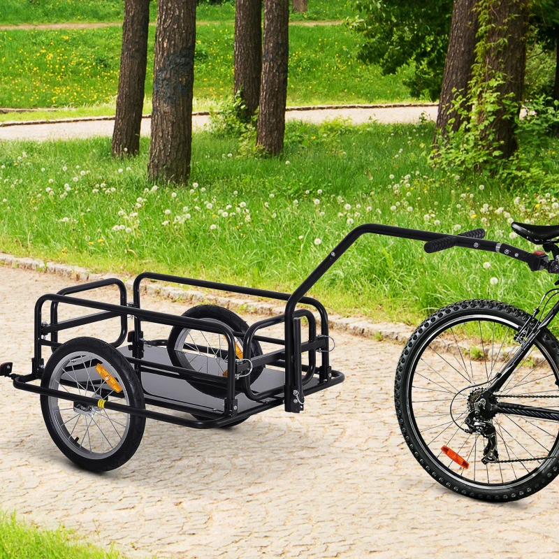 Foldable Bike Cargo Trailer Cart With Hitch, 88 Lbs. Capacity, Black