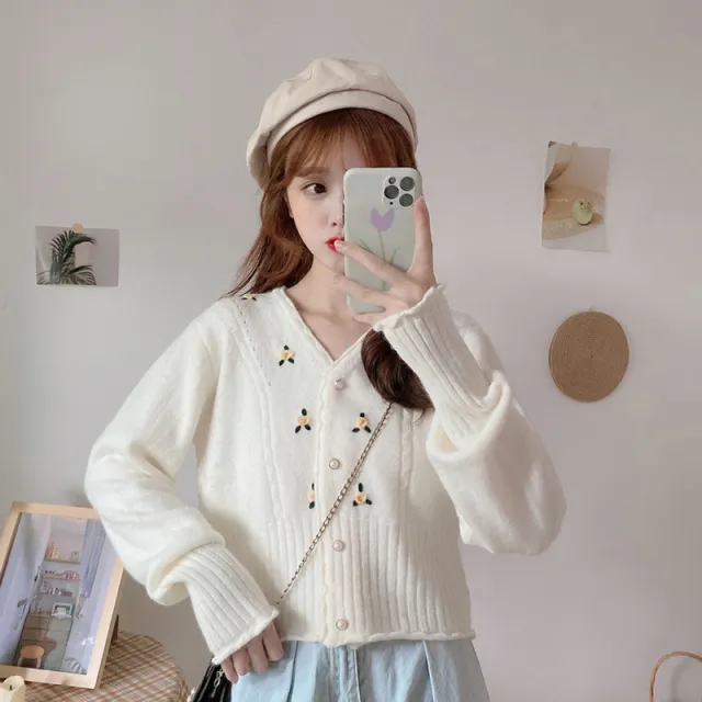 Wear A V neck Long sleeved Short Early Autumn Coat White - Shop at LoveMi