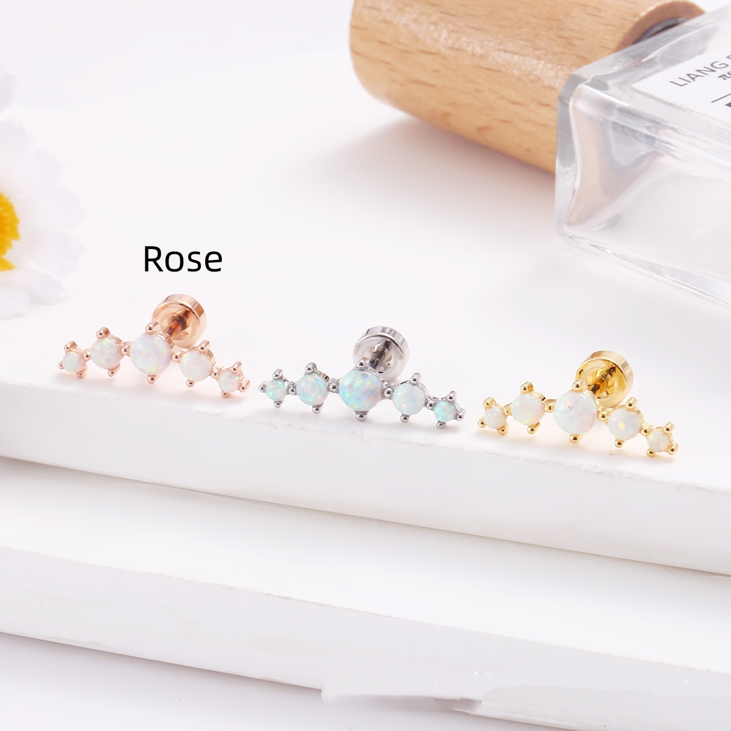 Stainless Steel Lip Studs With Heart shaped Zircon Earrings thumbnail 6