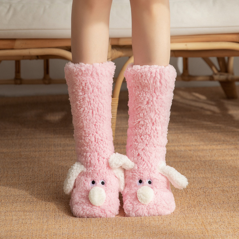 Cute Cartoon Dog Floor Socks Winter Warm Non-slip Plush Socks For Women - Picture 10 of 11