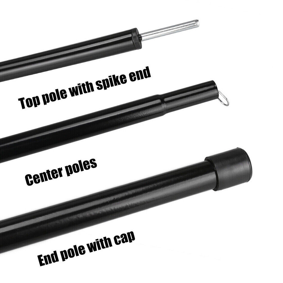 2x200cm Tent Poles Universal Telescopic Adjustable Steel Awning Canopy Tarp Pole 15