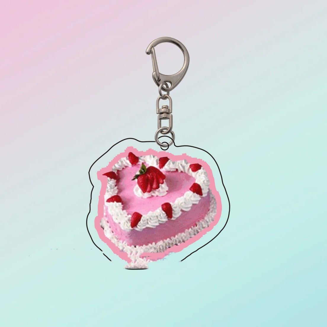 Title 4, Cute Happy Birthday Cake Acrylic Keychain