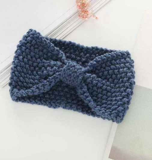 Wool Wide Brimmed Headband Hat Headwear Autumn And Winter Warm Headscarf Knotted Dark Grey - Shop at LoveMi