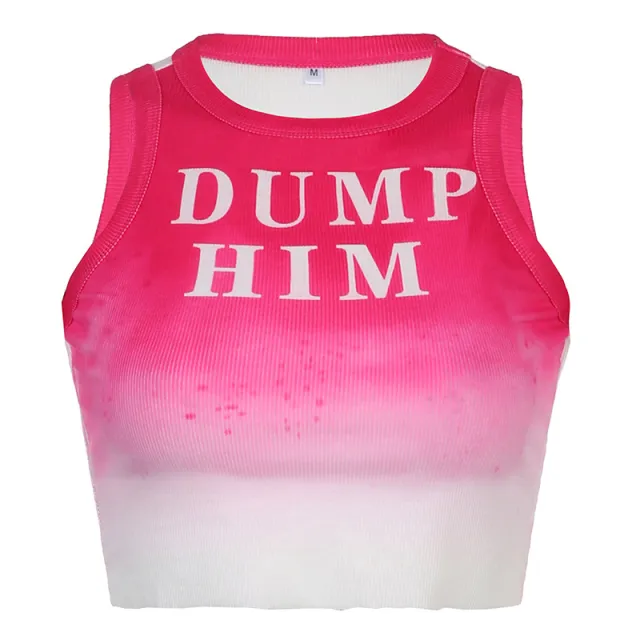 Women's Beach Resort Style Letter Print Cropped Tank Top Pink - Shop at LoveMi