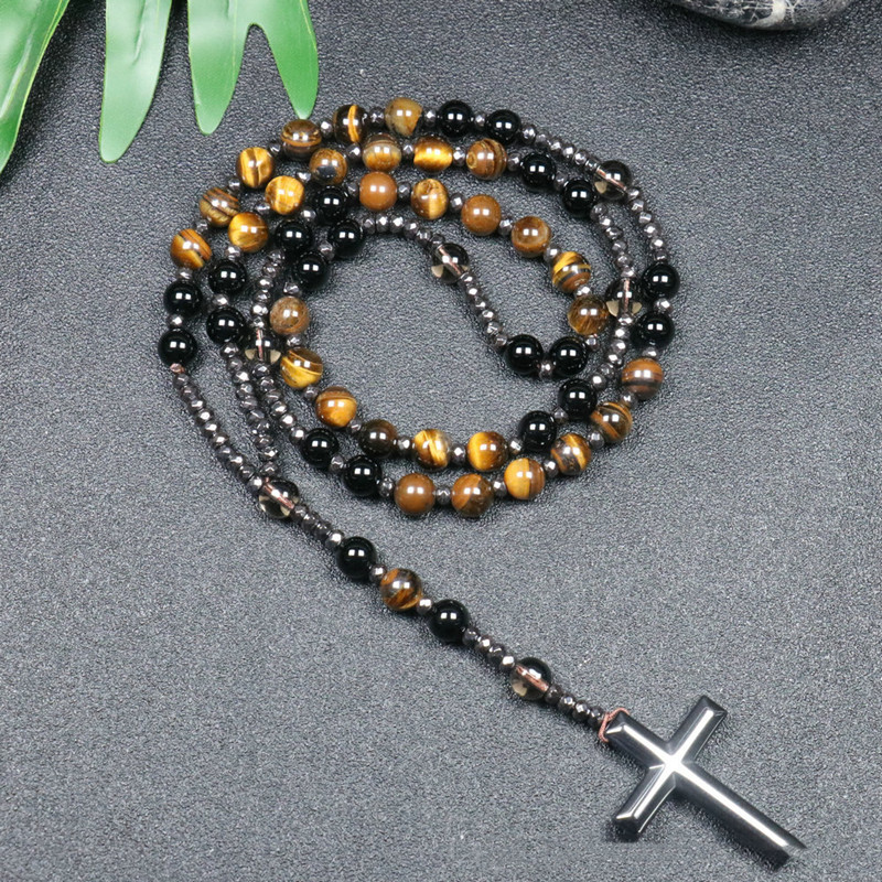Natural Stone Cross Pendant Necklace