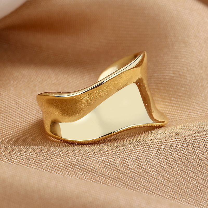 French Style Simple Irregular Geometric Dented Plain Ring
