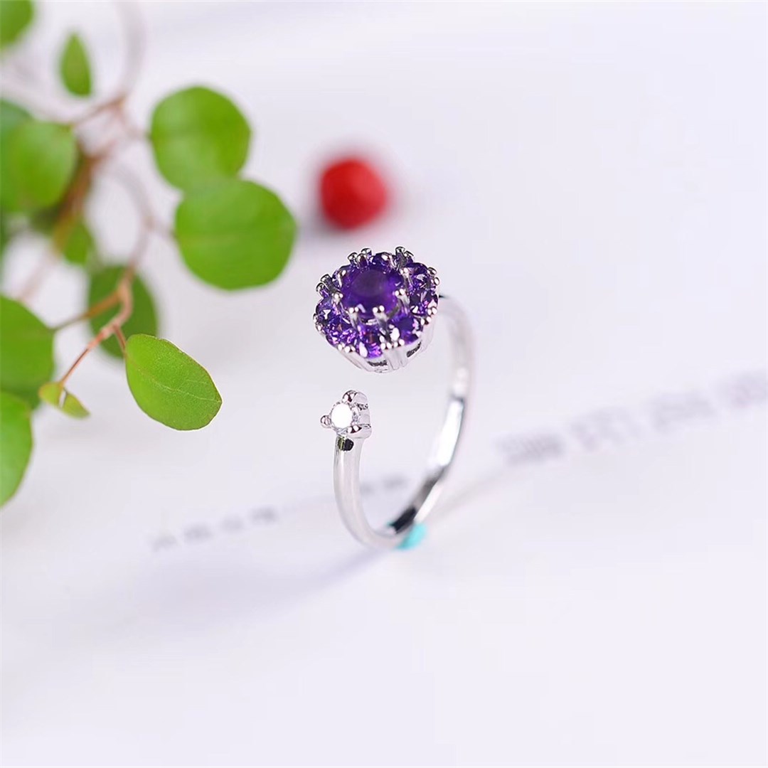 Fashion Natural Pure Body Amethyst Plum Ring