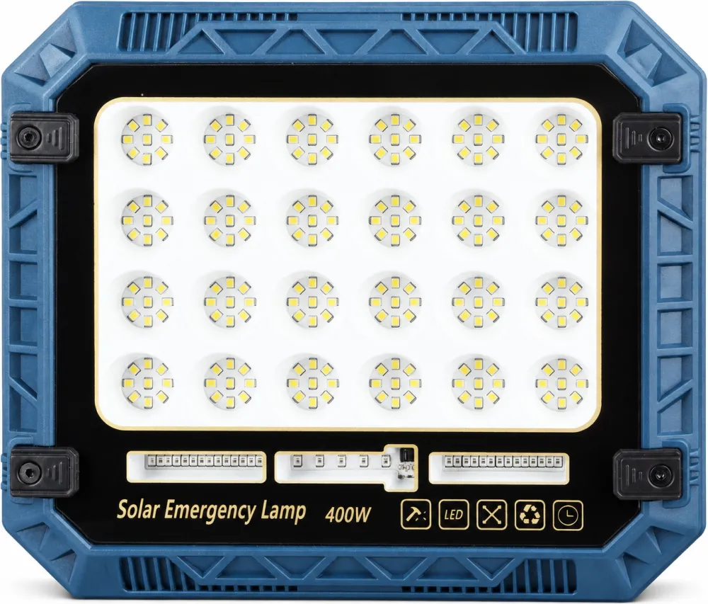 Solar Powered Rechargeable Battery Display 18650 W8112 3 Remote Control LED Flood Light Red Blue