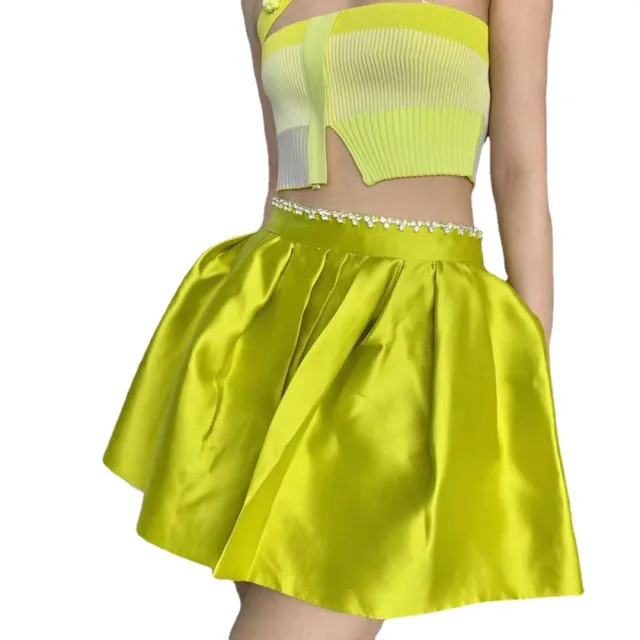 Girls Flower Buds Diamond Waist Skirt Pants Shorts Ladies Loose Sexy Temperament Ladies Green - Shop at LoveMi