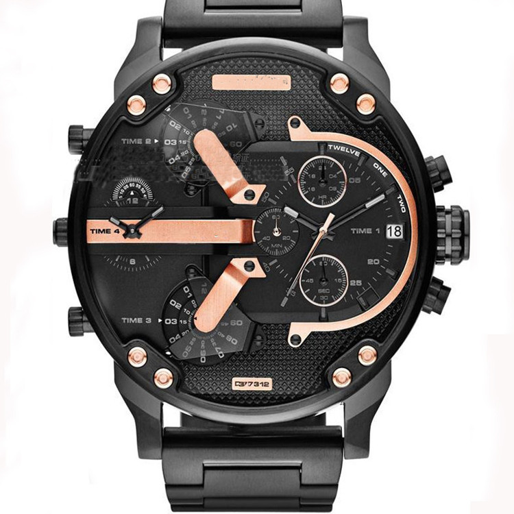 Men’s Oversized Quartz Watch – 50mm Big Dial Trend Design, Stainless Steel Band - Picture 2 of 7