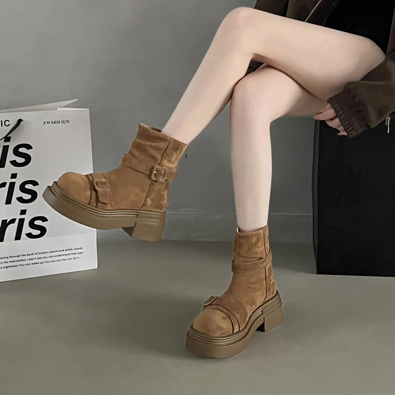 Womens Platform Height Increasing British Style Martin