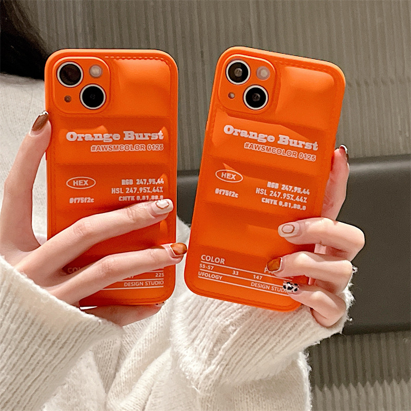 Orange Down Jacket Is Suitable For Iphone14Pro Drop Resistance Orange Down Jacket Is Suitable For Iphone14Pro Drop Resistance