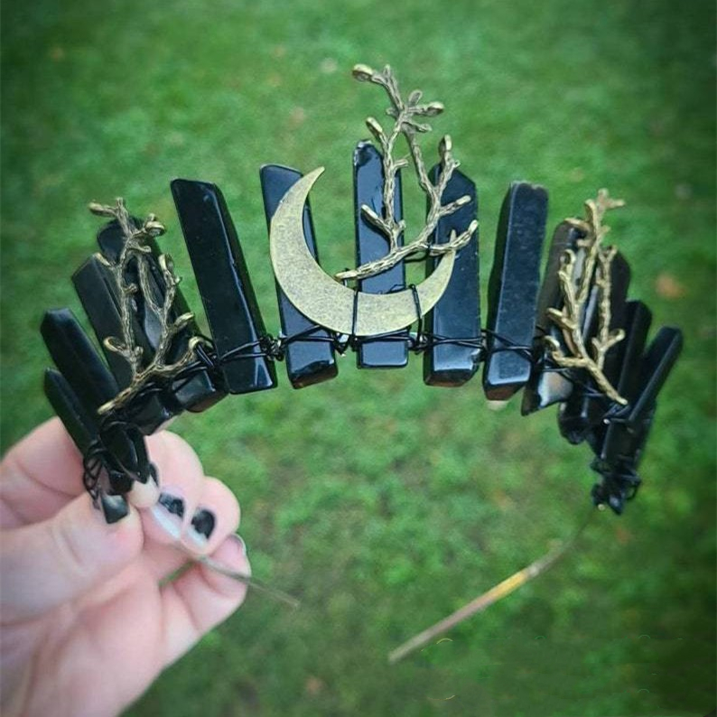 Branch Type Natural Obsidian Hair Hoop