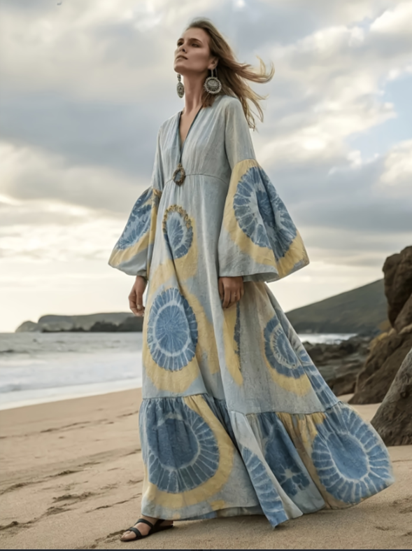 Xinglan Water Drop Wave Point Grand Swing Holiday Long Dress