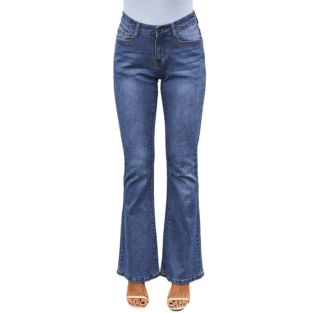 High-waist Stretch Distressed And Thin Wide-leg Pants
