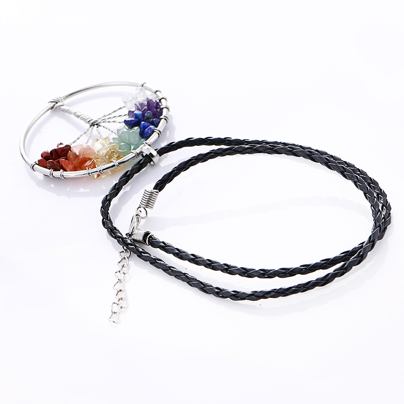 Natural Gravel Tree Of Life Annual Ring Necklace
