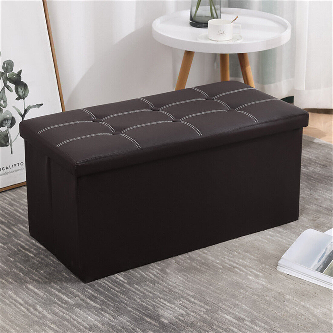 Large Seater Folding Storage Ottoman Pouffe Bench Seat Blanket Toy Chest Box UK — image 7