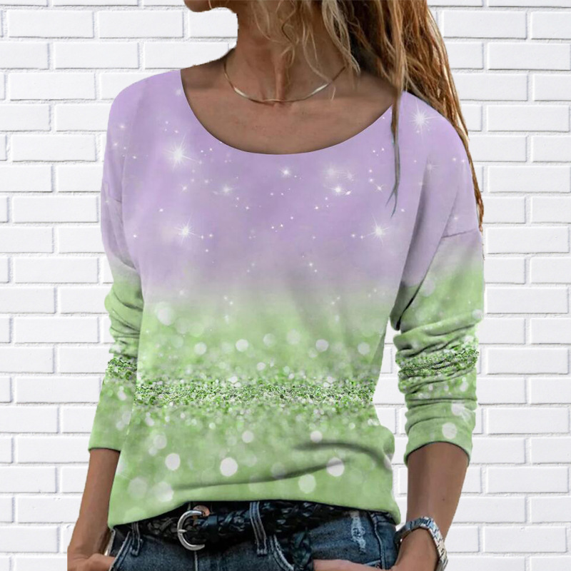 Title 8, Flower Color Matching Printed Round Neck Long-s...