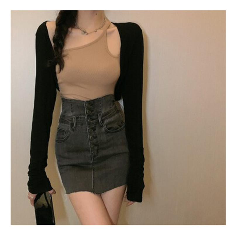 Title 3, Three piece short sleeveless jacket and denim s...