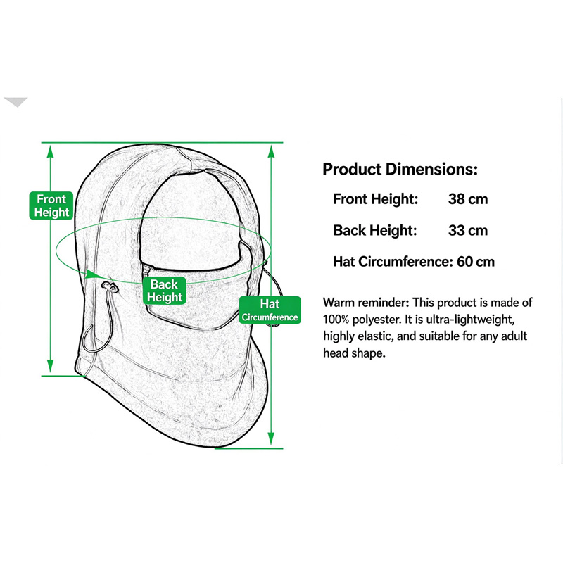 3-in-1 Fleece Balaclava, Black