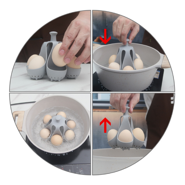 Title 1, Boiled Egg Holder Silicone Egg Steamer Tray Wit...