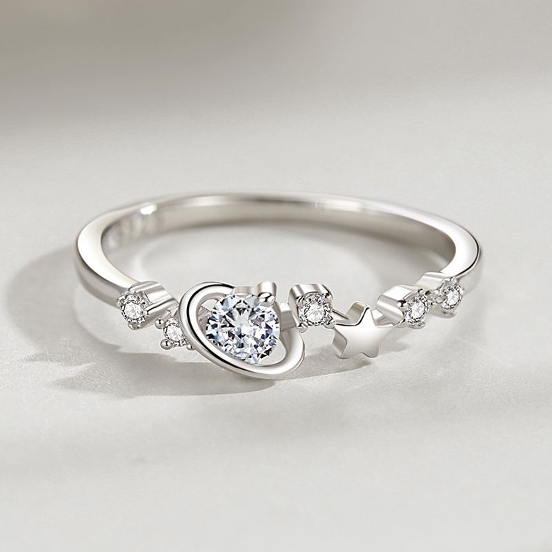 Star Earth Micro Inlaid  Index Finger Ring Niche Design Ins Ring