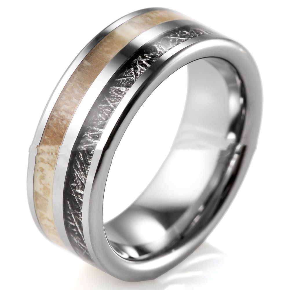 Antlers Black Silver Fashion Tungsten Ring