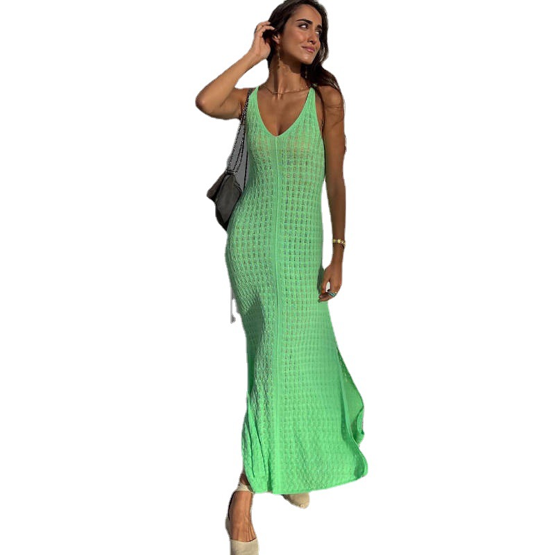 Lace Up Split Knit Dress For Women Green - Shop at LoveMi