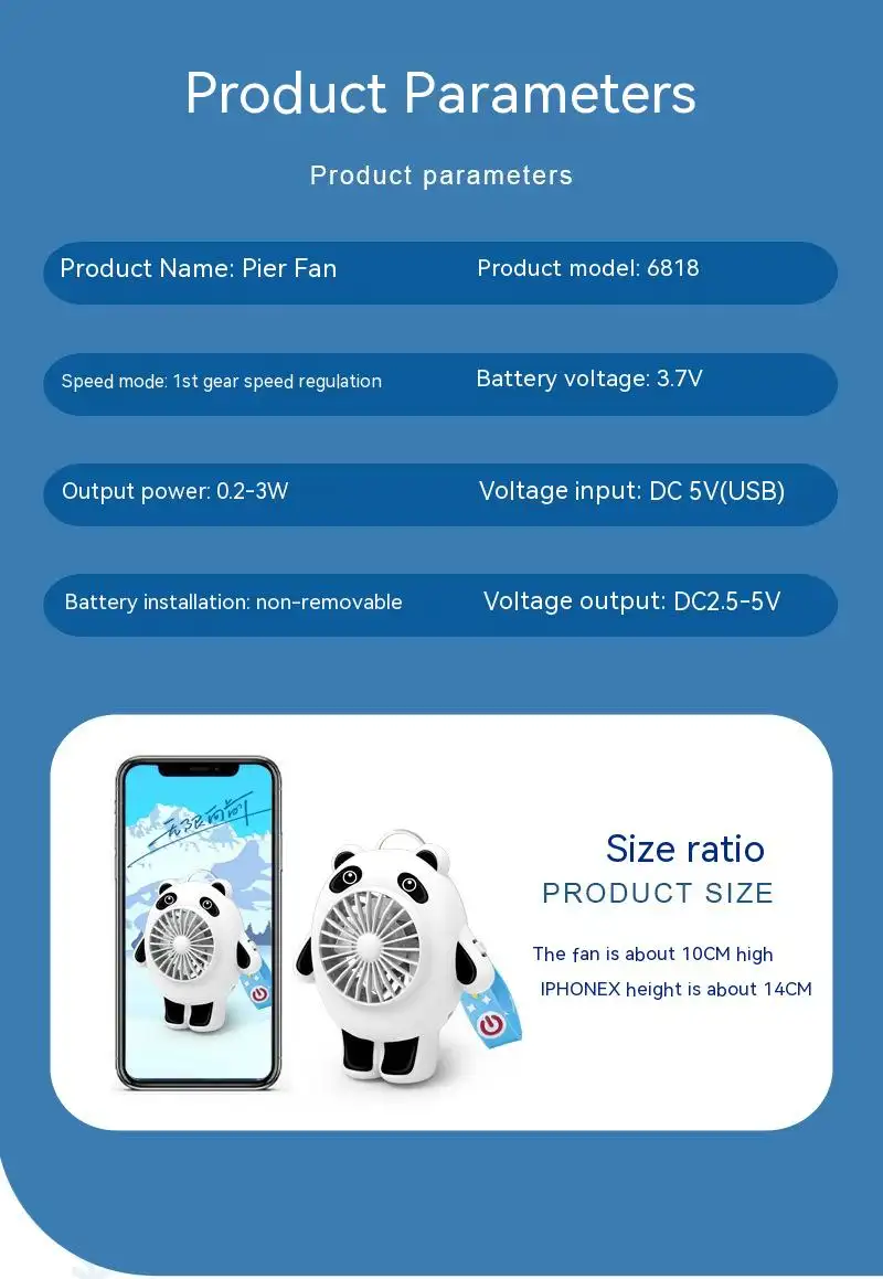 USB Charging Mute Cute Plastic Fan
