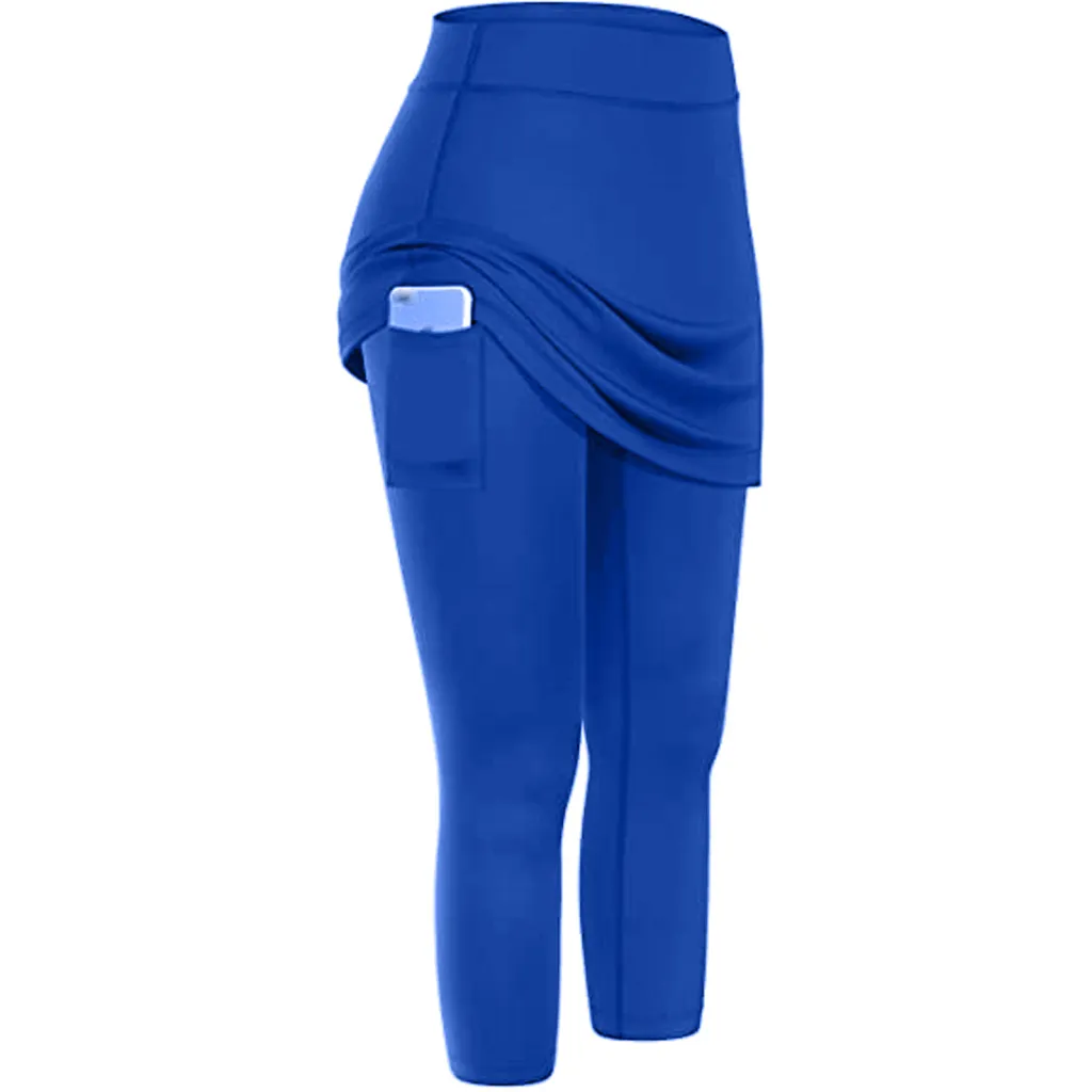 Women Leggings With Pockets Yoga Fitness Pants Sports Clothing - Blue