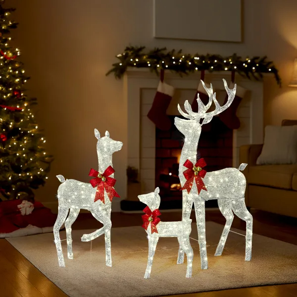 3-Piece Lighted Christmas Reindeer Family Set Outdoor Decorations, Weather Proof Sparkling Deer Family… image 6